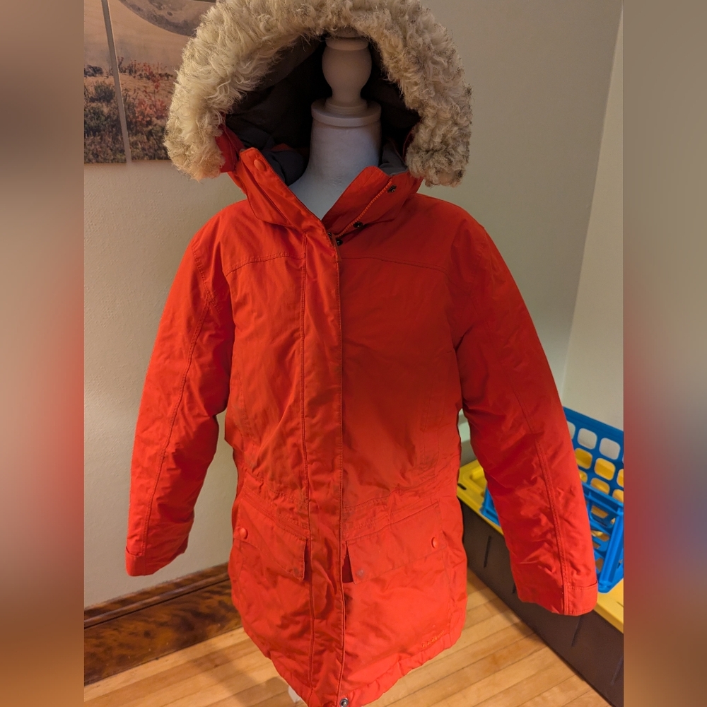 L.L. Bean Down Vibrant Orange Red Jacket Size Large